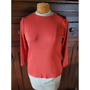 Lauren Ralph Lauren Ribbed Orange Woman's  Sued Laces Shoulders  Size LG